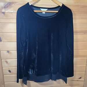 Christopher & Banks Velvet Tunic Black Womens Large Long Sleeve Party Cocktail
